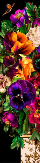 Free colorful bookmark with bold flowers displayed in a stand